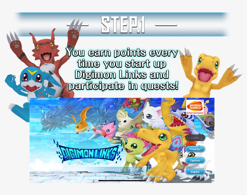 1 You Earn Points Every Time You Start Up Digimon Links - Cartoon, transparent png