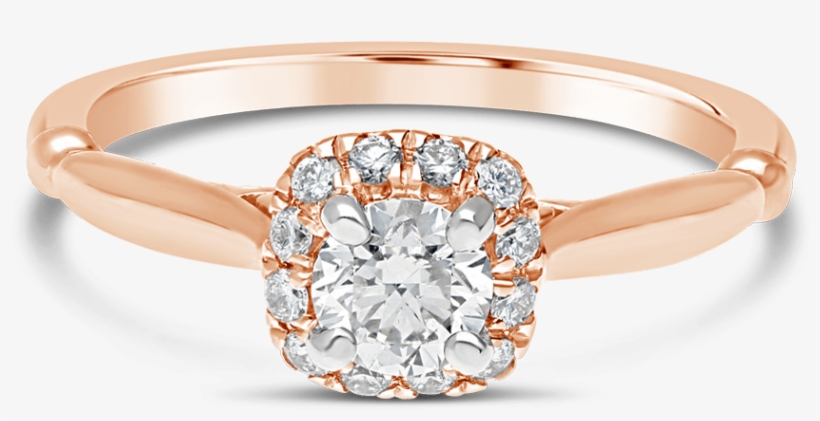 Propose Tonight 14k Rose Gold Princess Diamond Halo - Pre-engagement Ring, transparent png