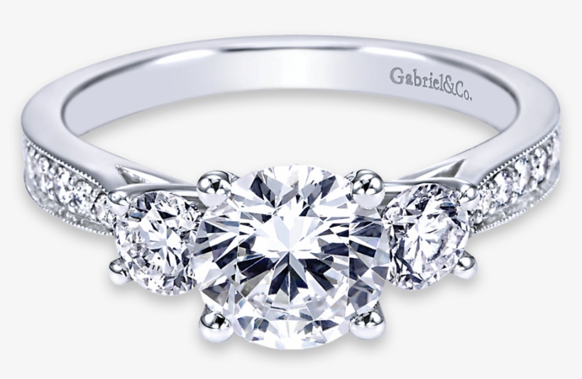 Three Stone Engagement Rings - Full Bezel Three Stone Diamond Ring, transparent png