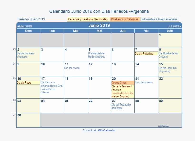 Calendario Argentino Junio 2019 En Formato De Imagen - January 2019 Calendar Holidays, transparent png