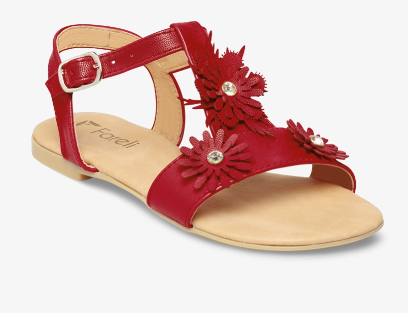 14-531 Sandalia De Piso Roja Con Flores - Sandal, transparent png