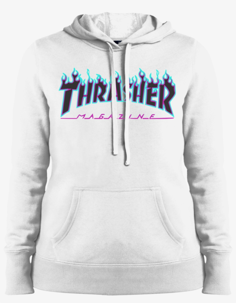 Thrasher Puple Flame Logo Ladies Pullover Hoodie - Sweatshirt, transparent png