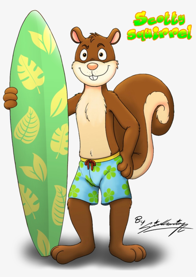 Scotty Squirrel With His Surfboard By Sagadreams - Scotty Squirrel, transparent png