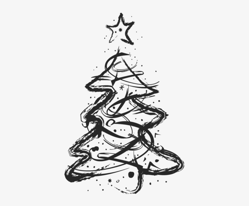 Sketched Artistic Christmas Tree Stamp - Artistic Christmas Tree, transparent png