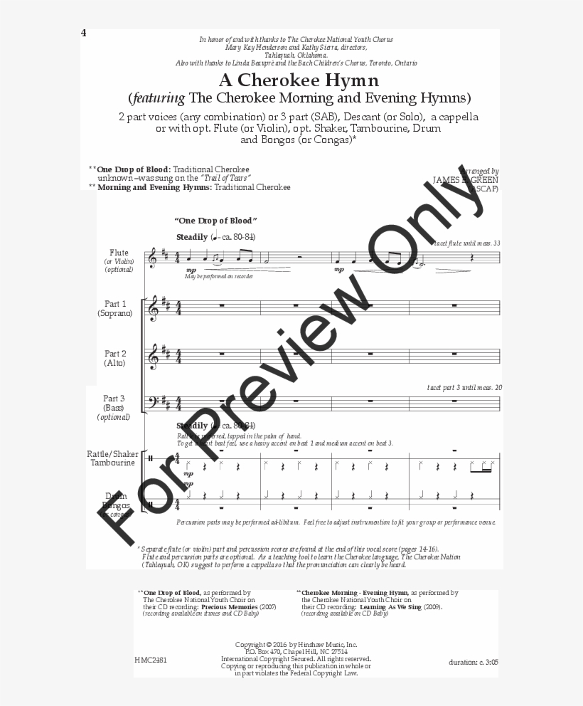 A Cherokee Hymn Thumbnail - One Drop Of Blood Cherokee Score, transparent png