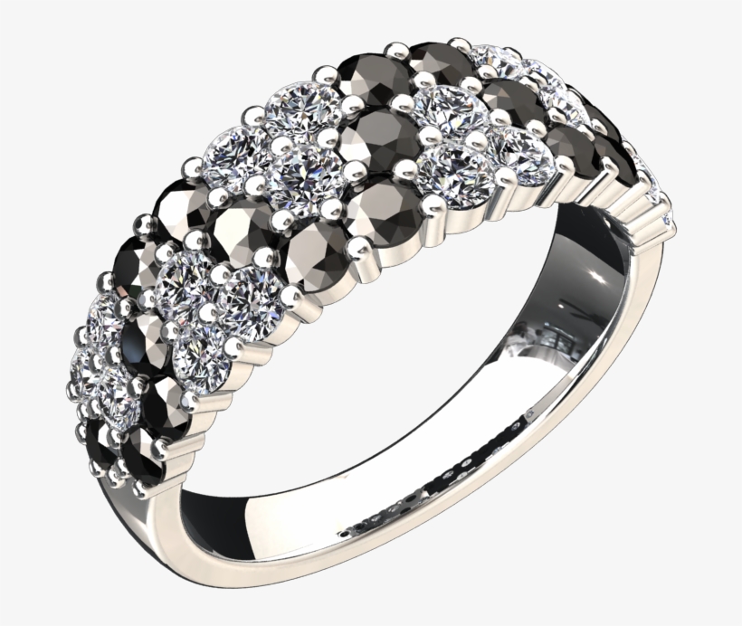 Black And White Diamond Ring Set In 14k Gold Style - Pre-engagement Ring, transparent png