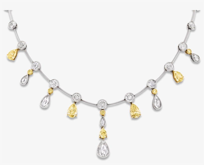 Fancy Yellow And White Diamond Necklace, - Necklace, transparent png