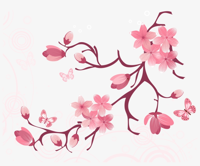 Vector Tree Branches Flowers 6200*5328 Transprent Png - Flower Art Vector Png, transparent png