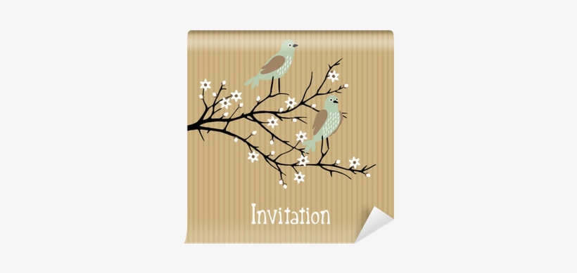 Vector Background With Birds On Cherry Blossom Branch - Vector Graphics, transparent png
