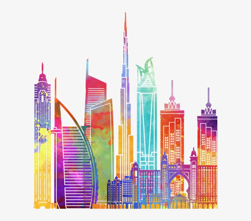 Bleed Area May Not Be Visible - Dubai Watercolor, transparent png