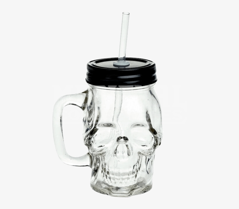 Glass Skull Drinking Jar, transparent png