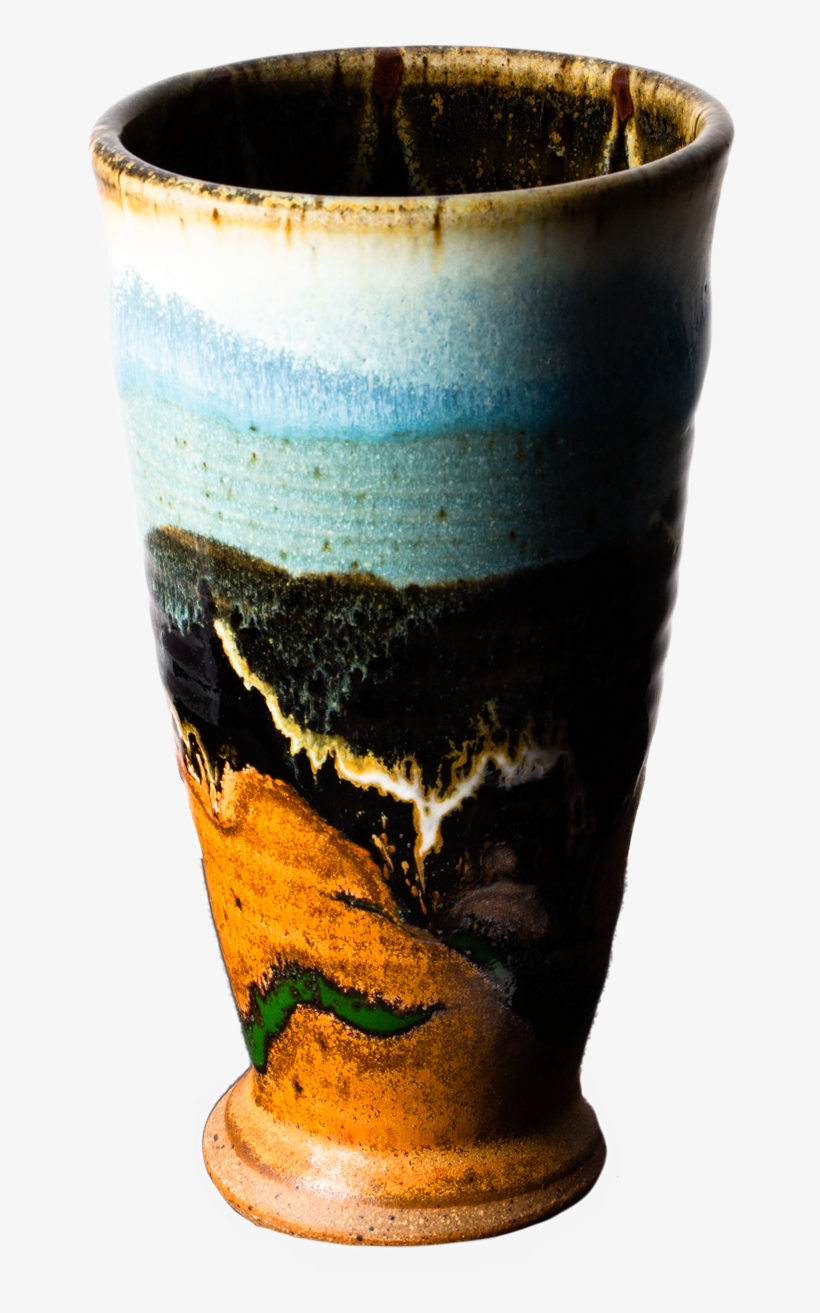Turquoise-brown Handmade Pottery Beer Stein Front View - Beer, transparent png