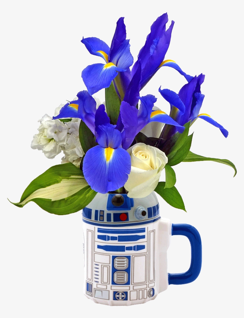 R2d2 Flower Mug - Star Wars R2-d2 20 Oz. Ceramic Sculpted Mug, White, transparent png