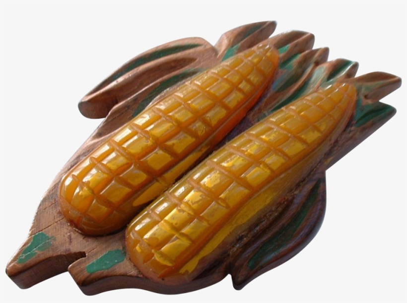 Vintage 1940's/50's Painted And Carved Bakelite And - Corn On The Cob, transparent png