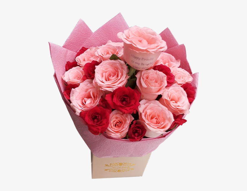 Pink Delight- 15 Pink Rose And 15 Red Rose - Red Rose And Pink Rose, transparent png