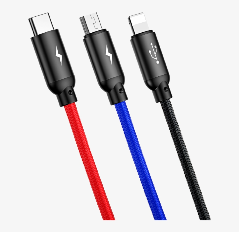 Baseus 3 In 1 Micro Typec 8pin Lightning - Micro-usb, transparent png