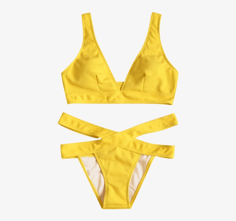 Plunge Midi Bikini Top And Bandage Bottoms - Undergarment, transparent png