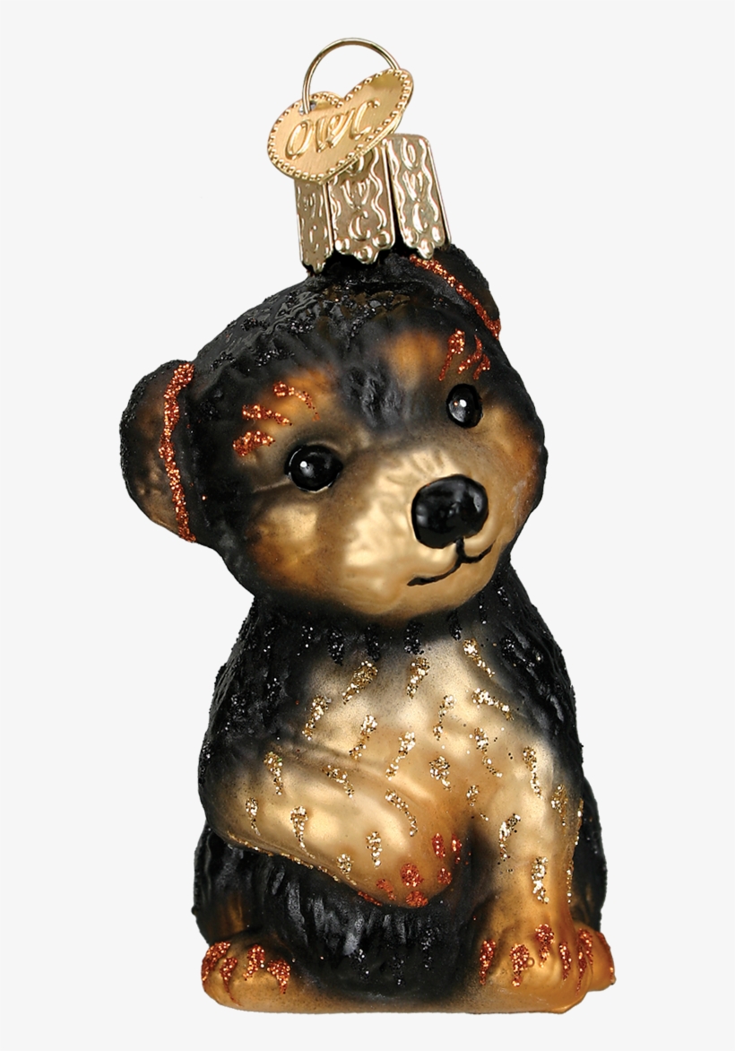 Yorkie Puppy Old World Glass Dog Ornament - Sun Bear, transparent png