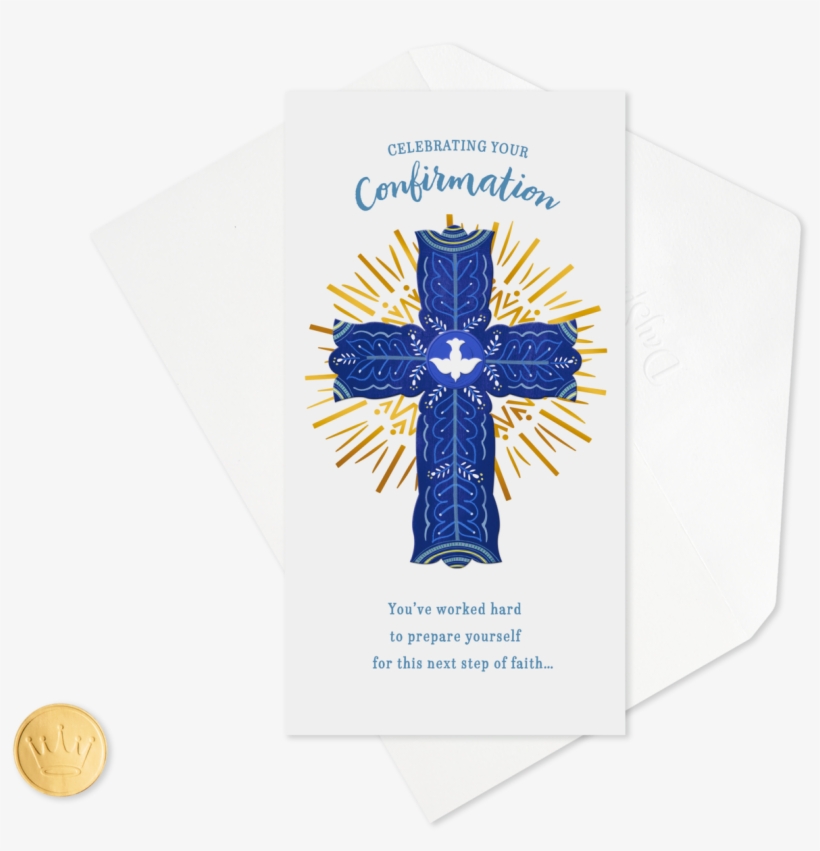 Blue Cross With Dove Confirmation Money Holder Card - Label, transparent png