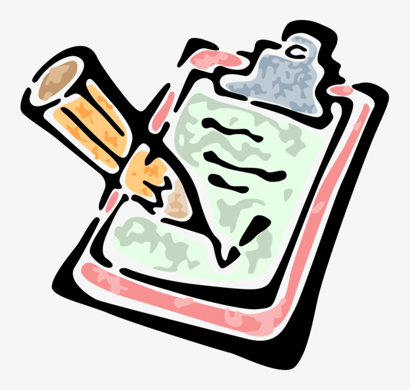 Vector Illustration Of Wooden Clipboard Portable Writing - Clipboard Clip Art, transparent png