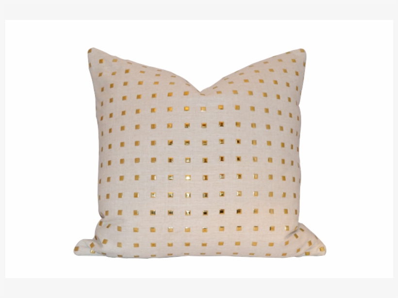 Ivory Linen Gold Studded Accent Pillow - Throw Pillow, transparent png