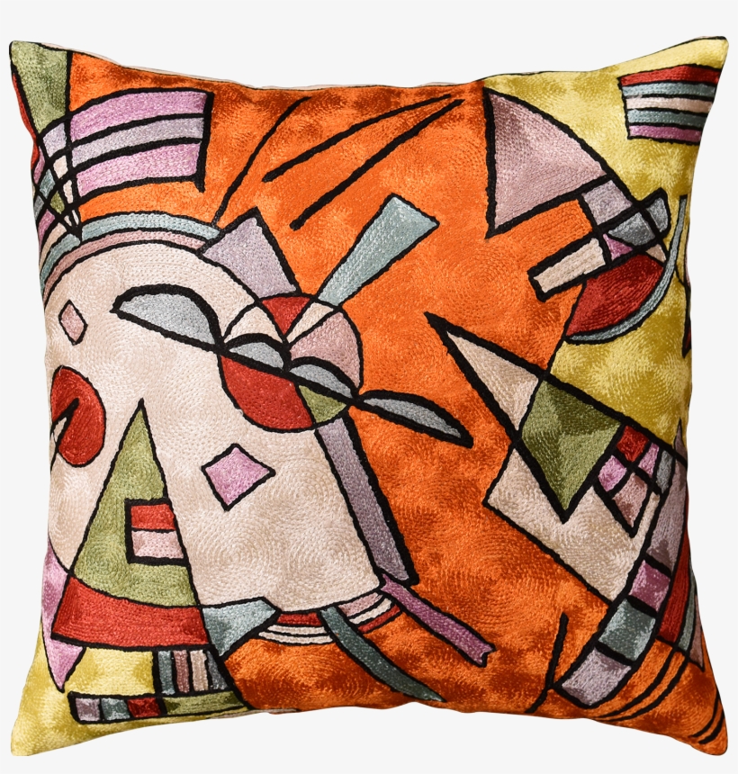 Kandinsky Orange Abstract Throw Pillow Cover Handembroidered - Orange Pillow Png, transparent png