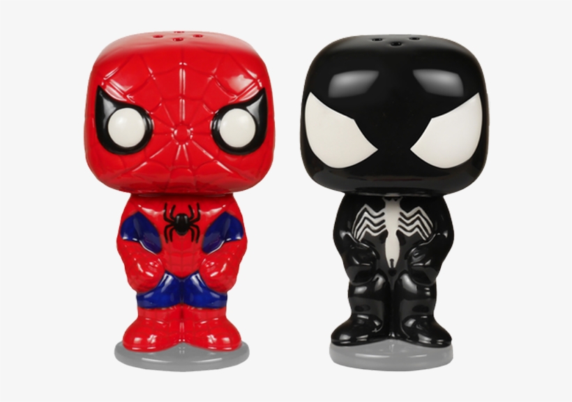 Spiderman & Black Suit Spiderman Pop Salt & Pepper - Spiderman Action Figures Toys, transparent png