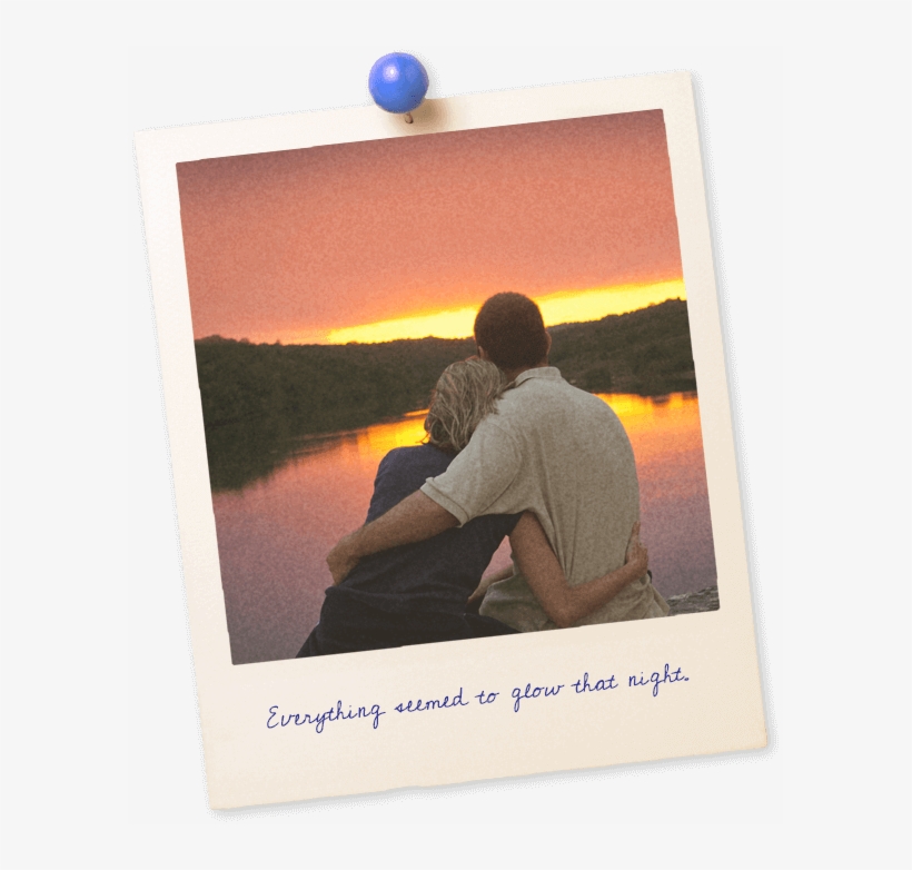 A Young Couple Leans In For A Kiss With An Orange Sunset - Picture Frame, transparent png