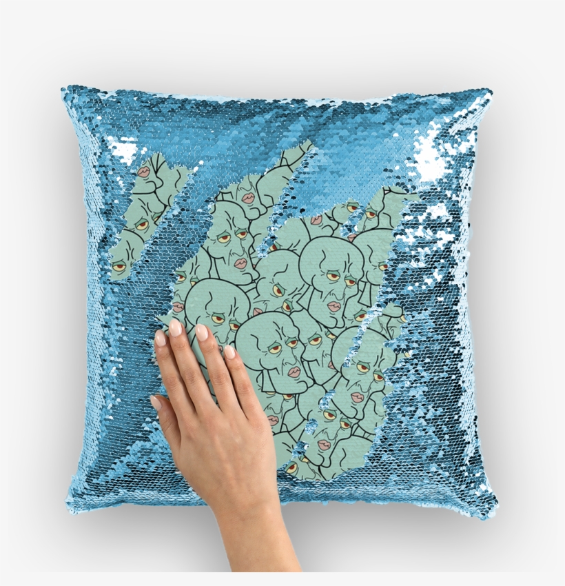 Handsome Squidward Sequin Cushion Cover - Sequin Pillow With Face, transparent png