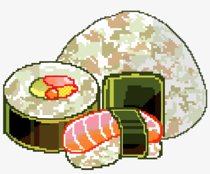 ⊃-[二二] - Transparent Sushi Pixel, transparent png
