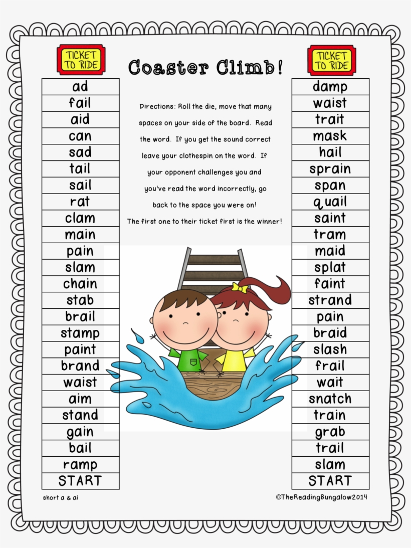 A Print & Play Game Focusing On Long A Sounds 7 Adorable - Cartoon, transparent png