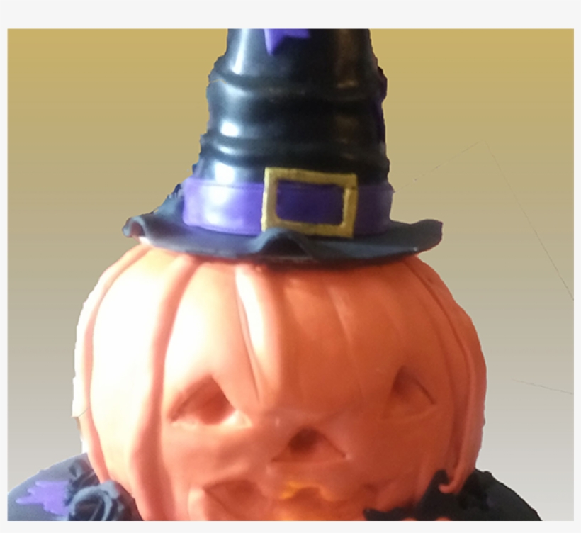 Jack O Lantern Cake With Witches Hat - Figurine, transparent png