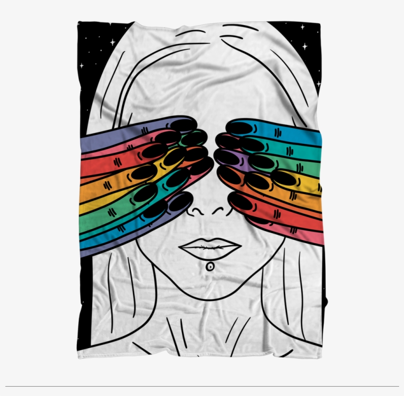 Hand Drawn Closed Eyes Premium Sublimation Adult Blanket - Drawing, transparent png