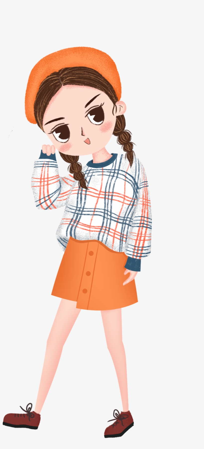 Cute Little Girl Smiling Young Lady Hand Painted Illustration - Cartoon, transparent png