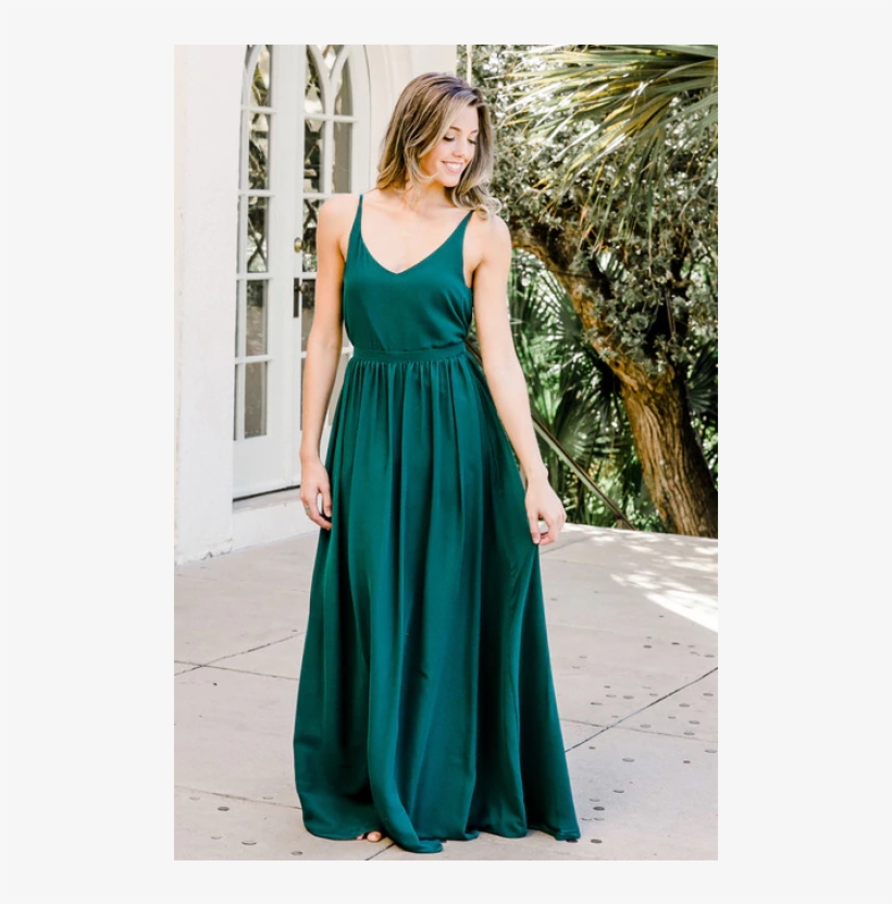 Sleeveless Bridesmaid Dress, Two Pieces Prom Dress, - Revelry Deep Emerald Dress, transparent png