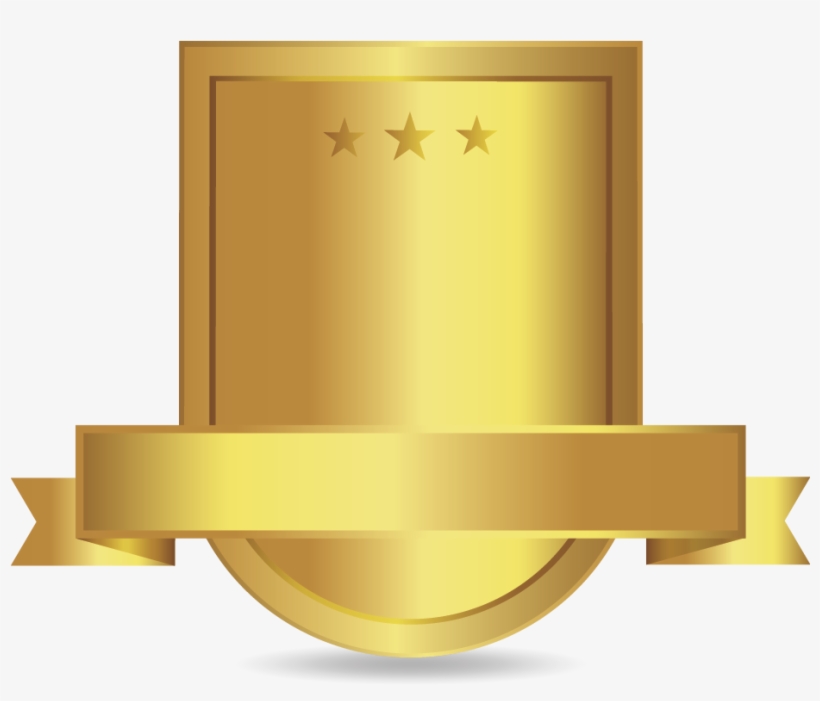 Golden Shield Badge With Ribbon - โล่ Png, transparent png