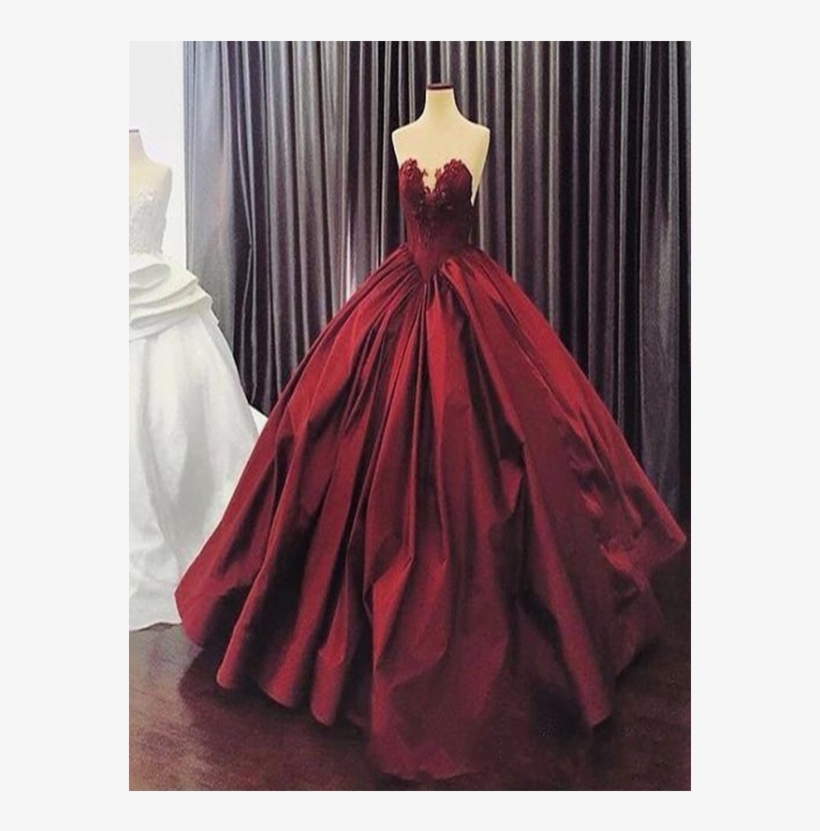 Prom Dress Long, Ball Gown Prom Dress, Burgundy Prom - Dress, transparent png