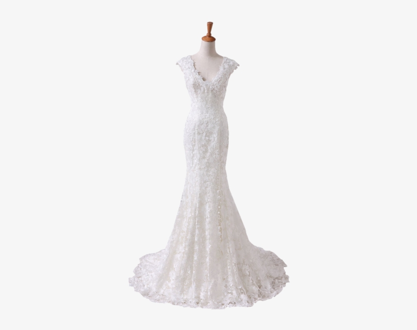 Angel Formal Dress Women's V-neck Lace Wedding Dress - Gown, transparent png
