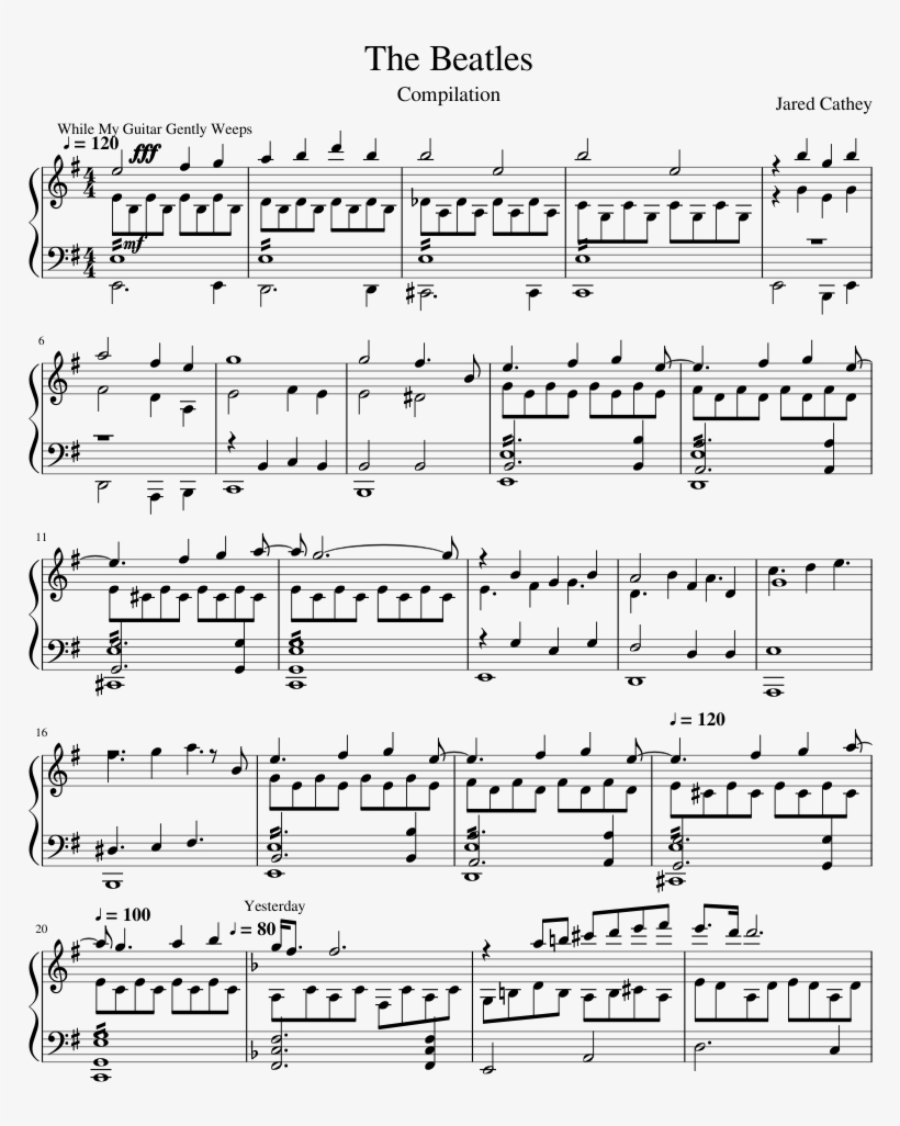 The Beatles Sheet Music Composed By Jared Cathey 1 - Stronger Than You Ноты, transparent png