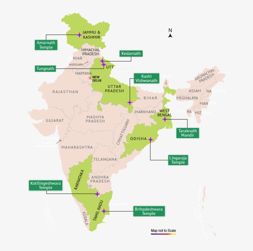 Famous Shiva Temples In India Map - Atlas, transparent png