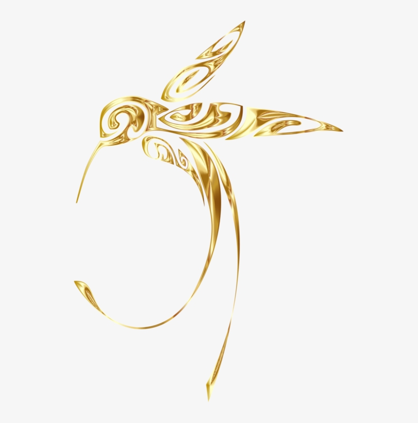 Body Jewellery Gold Hummingbird Line Art - Clip Art, transparent png