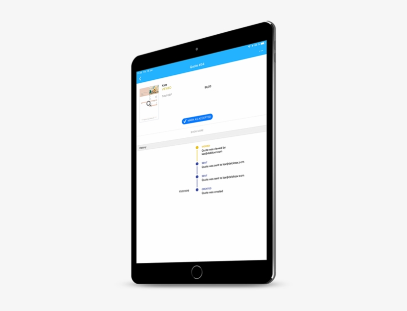 Ipad With The Debitoor Ios App Creating A Quote For - Tablet Computer, transparent png