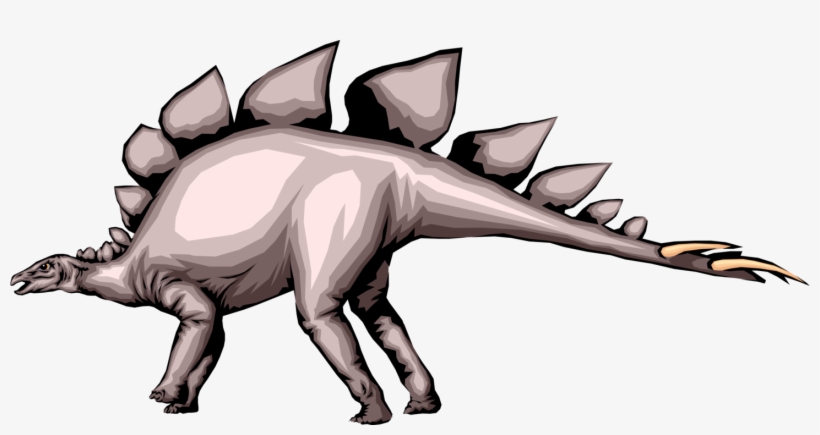 Vector Illustration Of Prehistoric Stegosaurus Dinosaur - Cartoon, transparent png