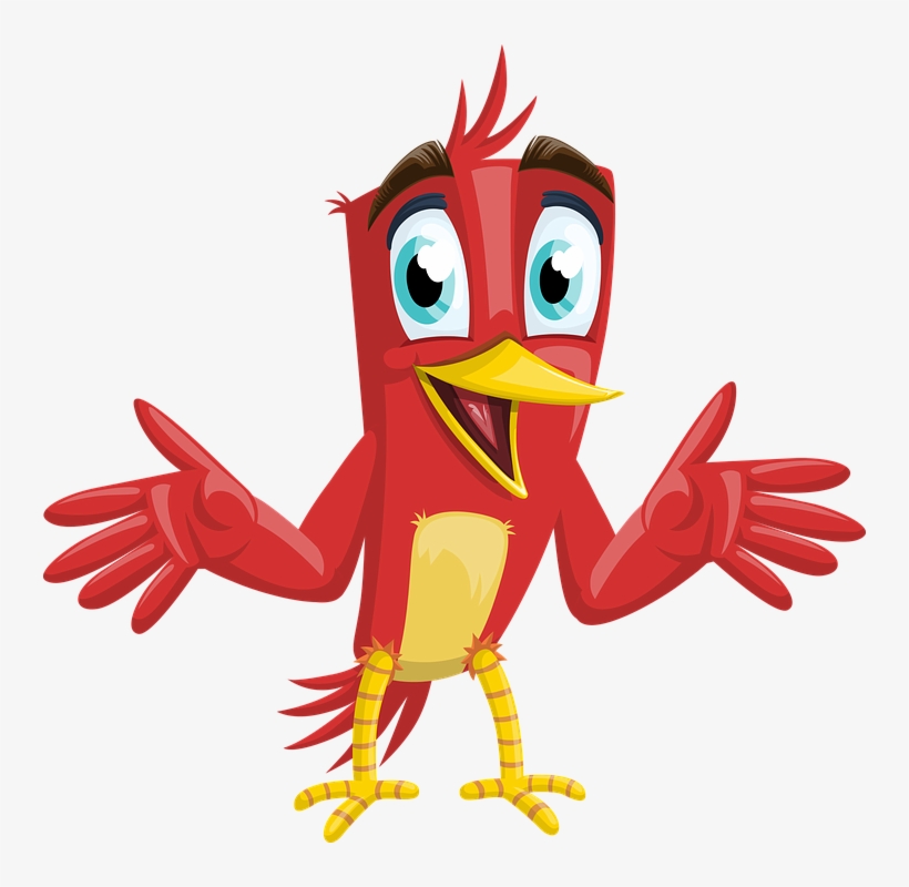 Bird, Happy, Animal, Red, Beak, Nature, Male, Cute, - Vector Character Animal, transparent png