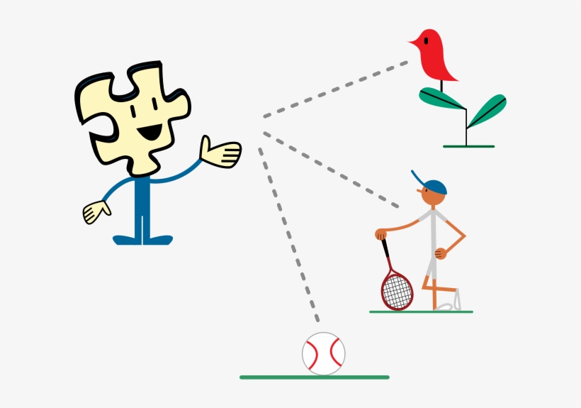 Puzzly With Red Bird, Tennisman And Baseball Ball, transparent png