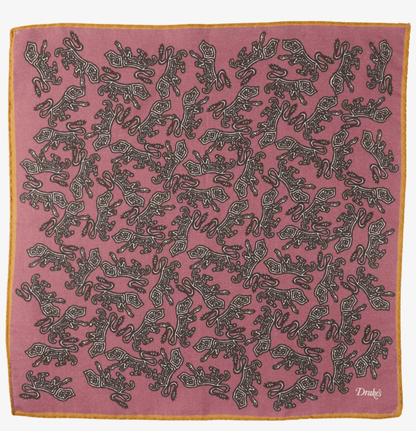Drake'spurple Cotton Modal Tribal Dogs Pocket Square 1440x1440 PNG