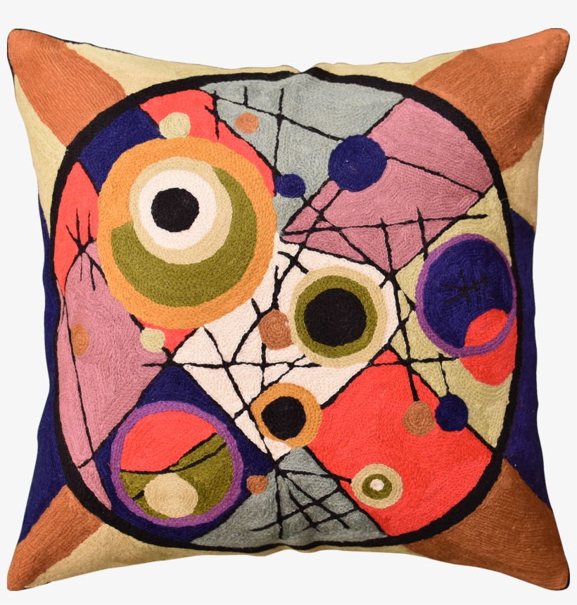 Kandinsky Circles In Circle Ii Throw Pillow Cover Handembroidered - Cushion, transparent png