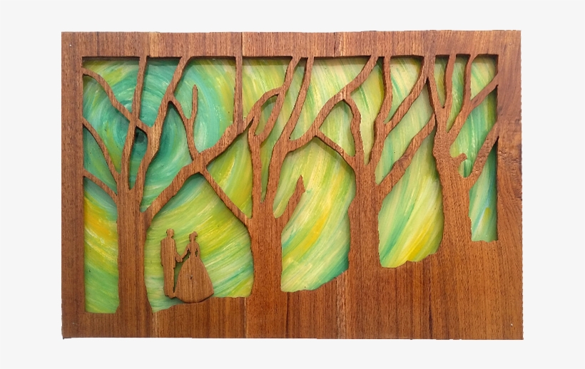 Sisam Wood Art Couple In Garden - Modern Art, transparent png