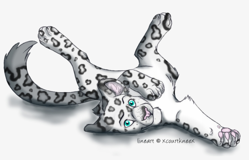 Closed Snow Leopard Adoptable By Snowwhitesangel - Snow Leopard Lineart, transparent png