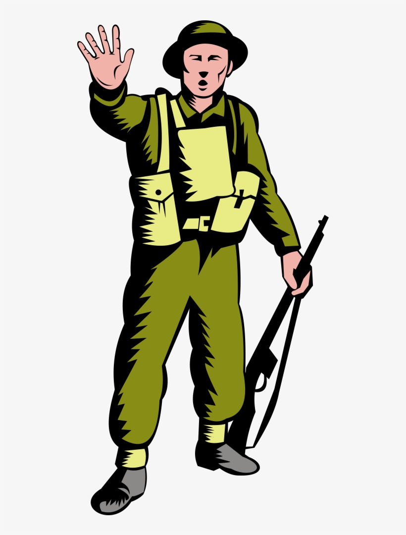 Janitor Clipart Male - Soldados Levantando La Mano, transparent png